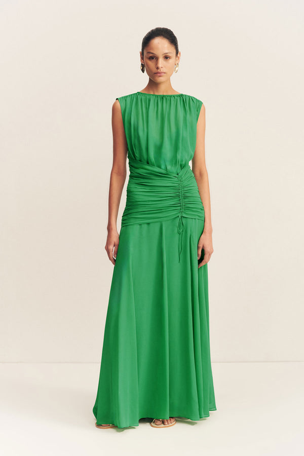 BLAIR HIGH NECK MAXI DRESS - APPLE GREEN_F