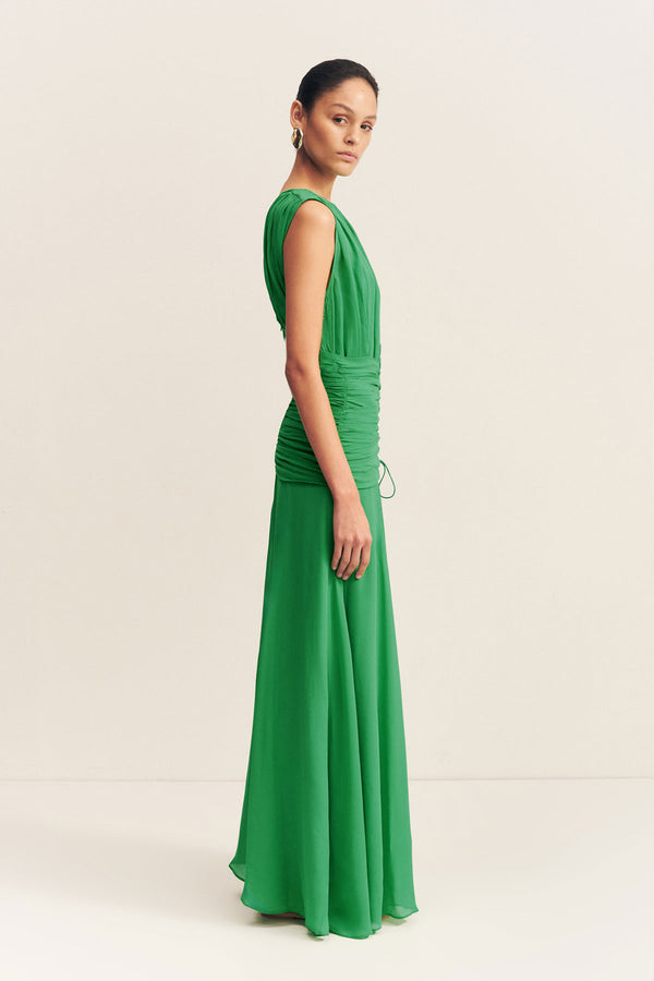 BLAIR HIGH NECK MAXI DRESS - APPLE GREEN_S