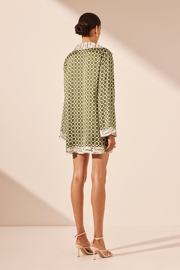 KAHLO SILK CONTRAST SHIFT MINI DRESS_B