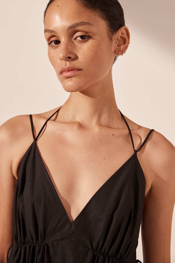 MAIORI TIERED MAXI DRESS - BLACK_D