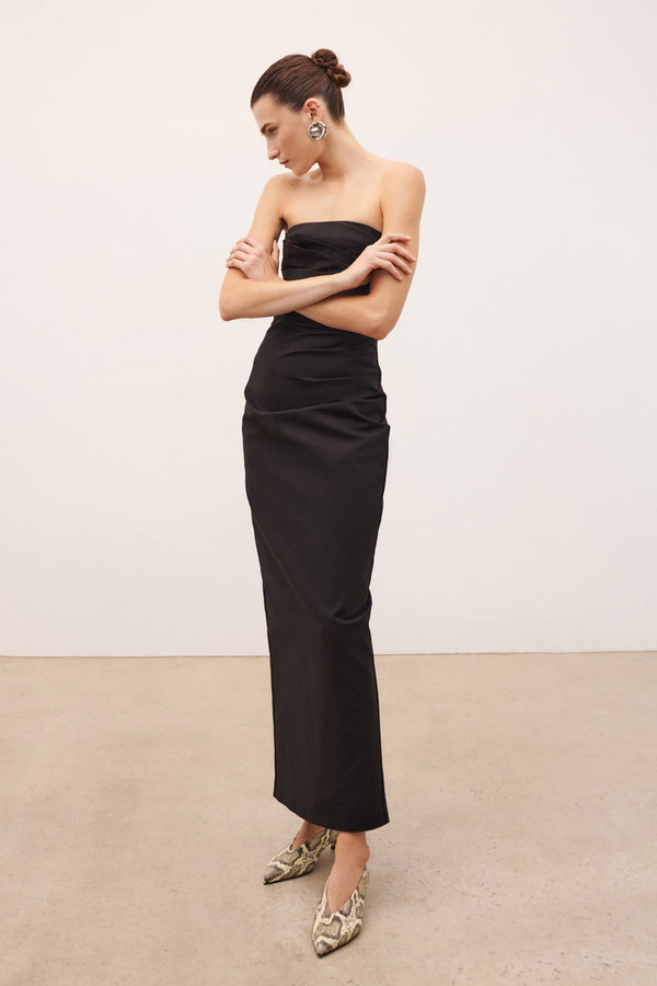 lani strapless draped maxi dress Lani Strapless Draped Maxi Dress