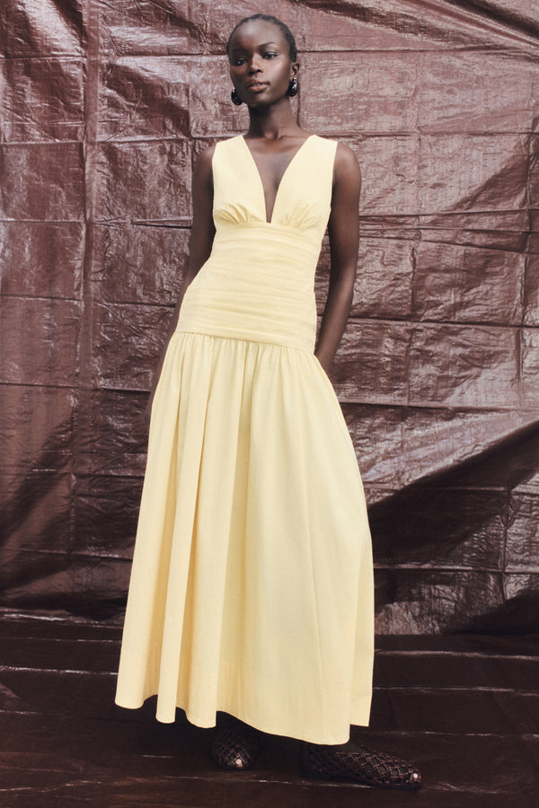 CAMPBELL GATHERED MAXI DRESS - SOLEIL
