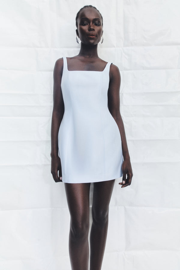 OTIS SQUARE NECK MINI DRESS - SKY