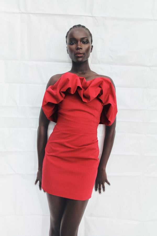 CAMPBELL STRAPLESS BUBBLE MINI DRESS - GOJI