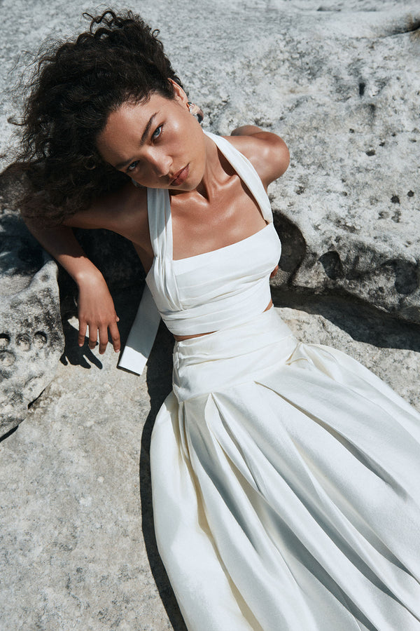 LUCERO SILK HALTER NECK TOP