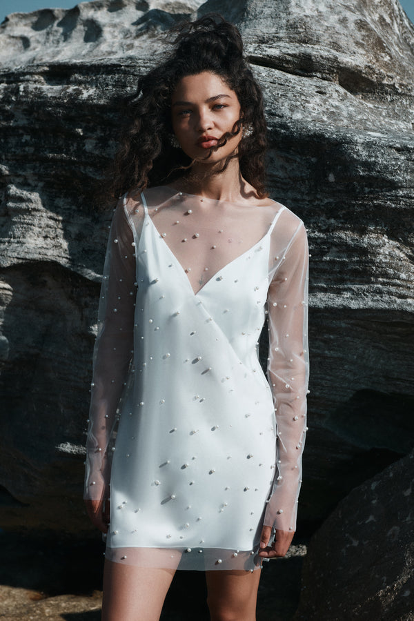sheer dress with pearls Ypser Pearl Mesh Rhinestone Cover Up See Through Mesh Maxi Dress Summer Beach Sheer Dress at Amazon Women's Clothing store