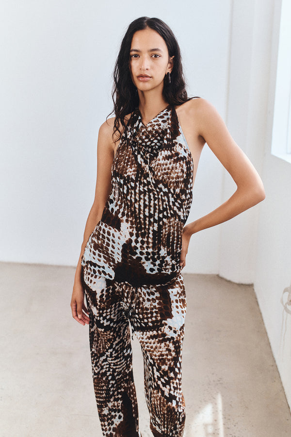 MAIA SHEER OPEN BACK COWL TOP