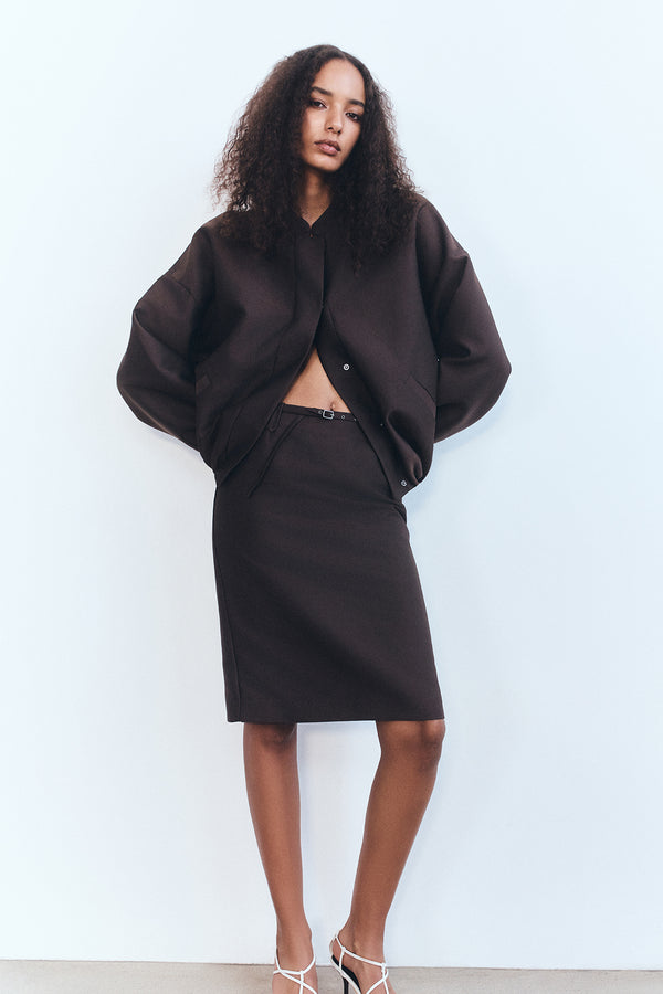OTIS BELTED MIDI SKIRT - RISTRETTO