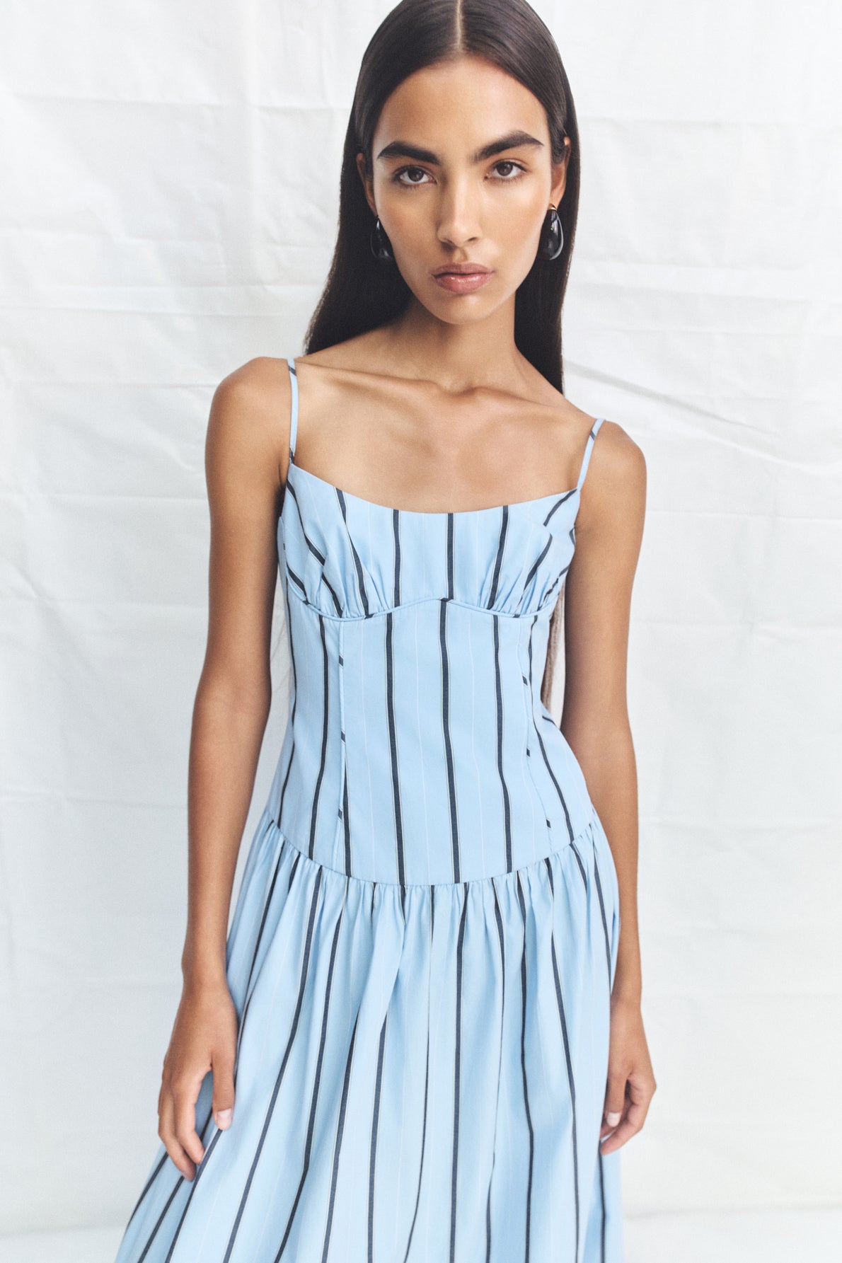Saxon Panelled Bustier Maxi Dress | Bather Stripe | Dresses