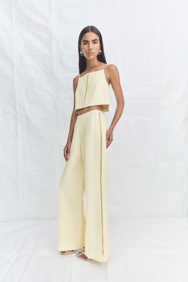 WRIGHT LACE LINEN BLEND PINTUCK PANT