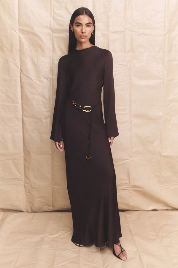Agnes Long Sleeve Maxi Dress With Belt | Espresso | Dresses | Shona Joy Agnes Long Sleeve Maxi Dress With Belt | Espresso | Dresses | Shona Joy