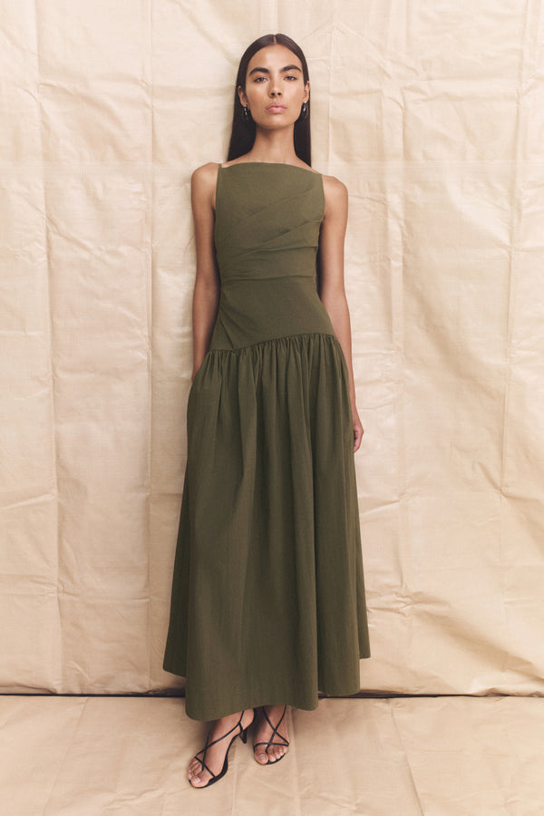 CAMPBELL SQUARE NECK MAXI DRESS - JUNGLE