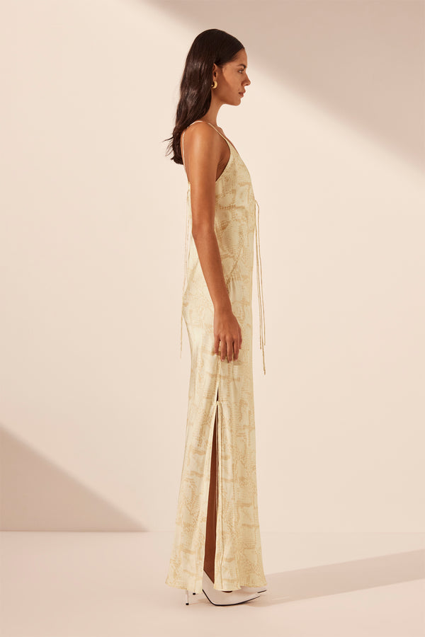MEDINA PLUNGED SLIP TIE MAXI DRESS_S
