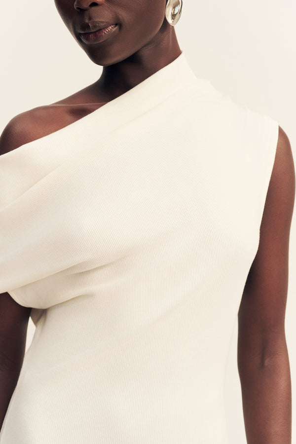 ABY JERSEY DRAPED MAXI DRESS - IVORY