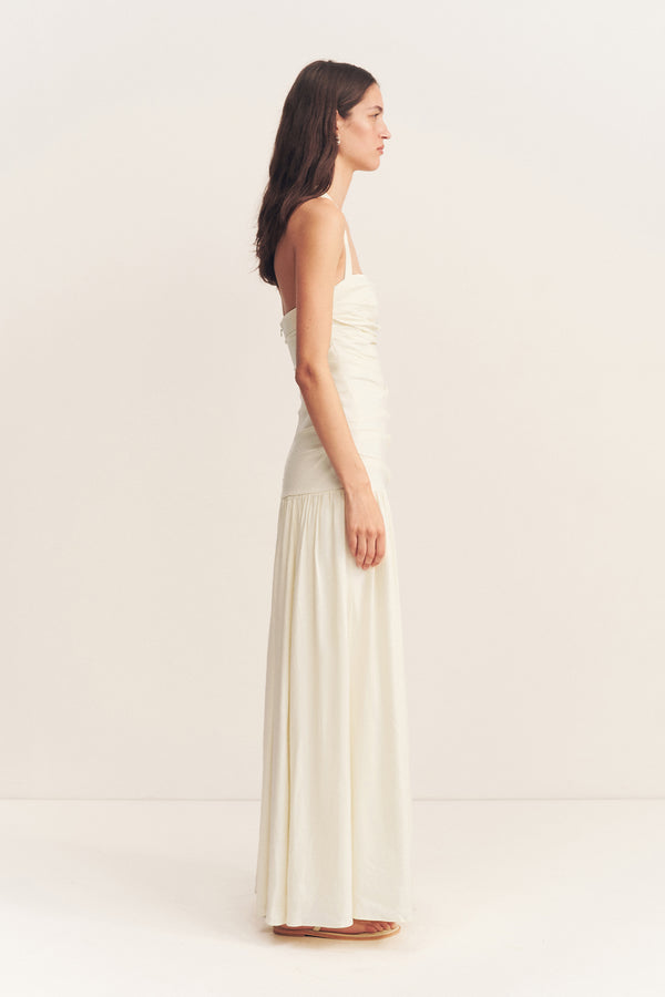 HADLEY DRAPED HALTER NECK MAXI DRESS - CHALK_S
