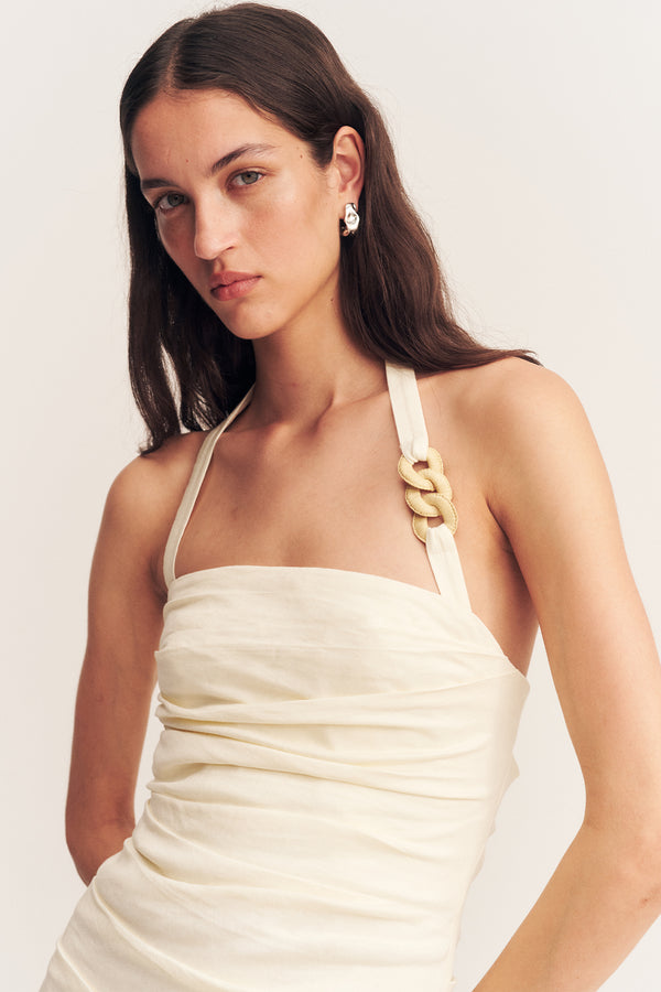 HADLEY DRAPED HALTER NECK MAXI DRESS - CHALK_D