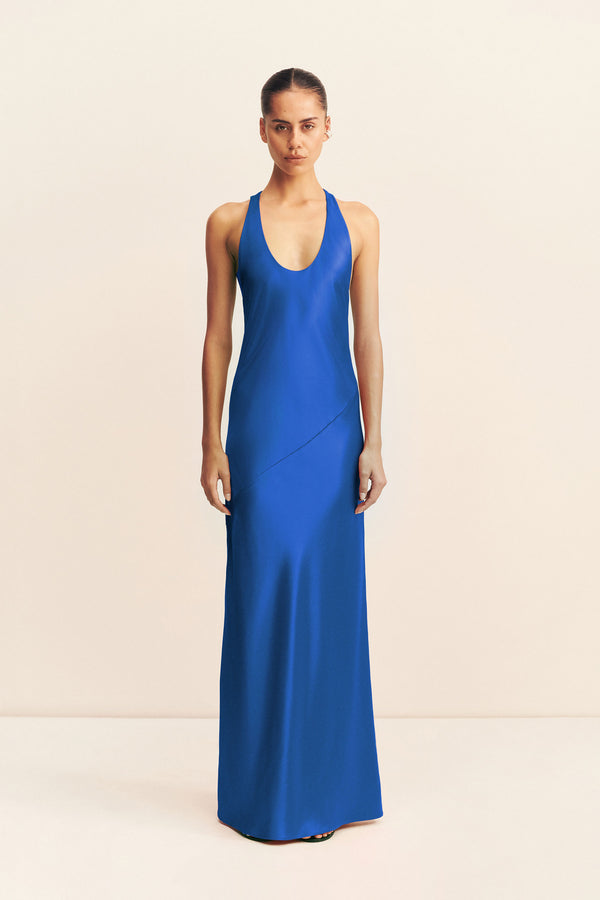 SAVANNA RACER BACK MAXI DRESS - COBALT