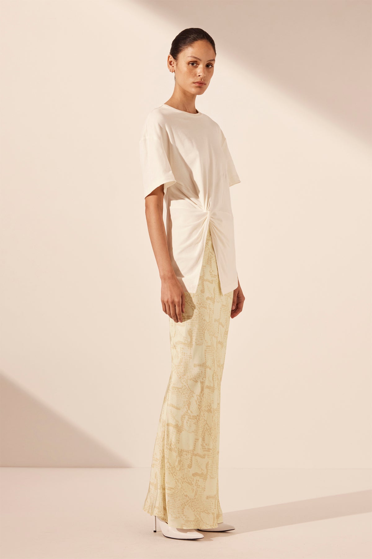 Medina Bias Cut Maxi Skirt Cream Bone Skirts Shona Joy