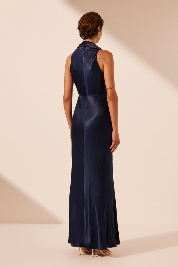 LINO SCARF NECK MAXI DRESS - DEEP MIDNIGHT_B