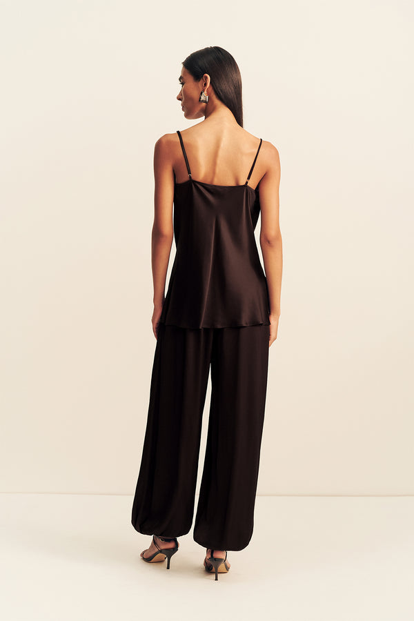 AGNES COWL NECK CAMI - ESPRESSO