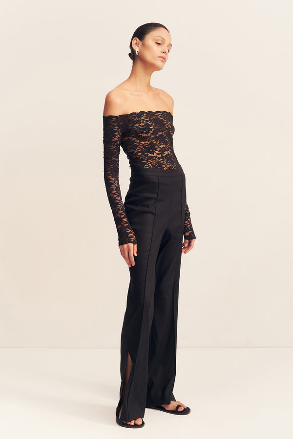 KASBAH SIDE SPLIT PANT - BLACK_A