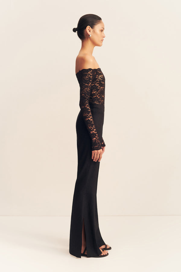 KASBAH SIDE SPLIT PANT - BLACK_S
