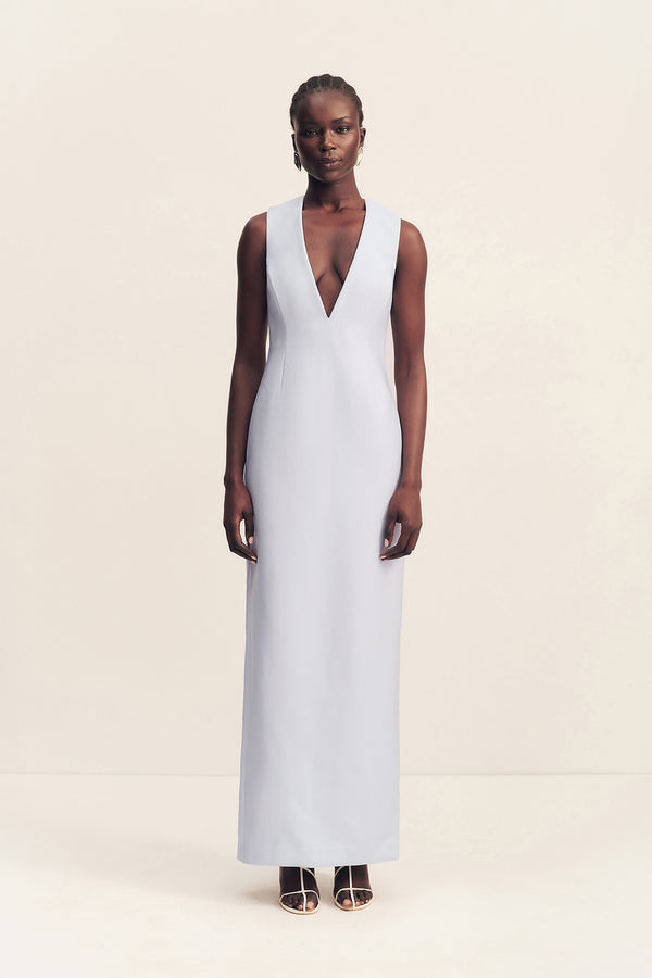 OTIS PLUNGED FITTED MAXI DRESS - SKY_F