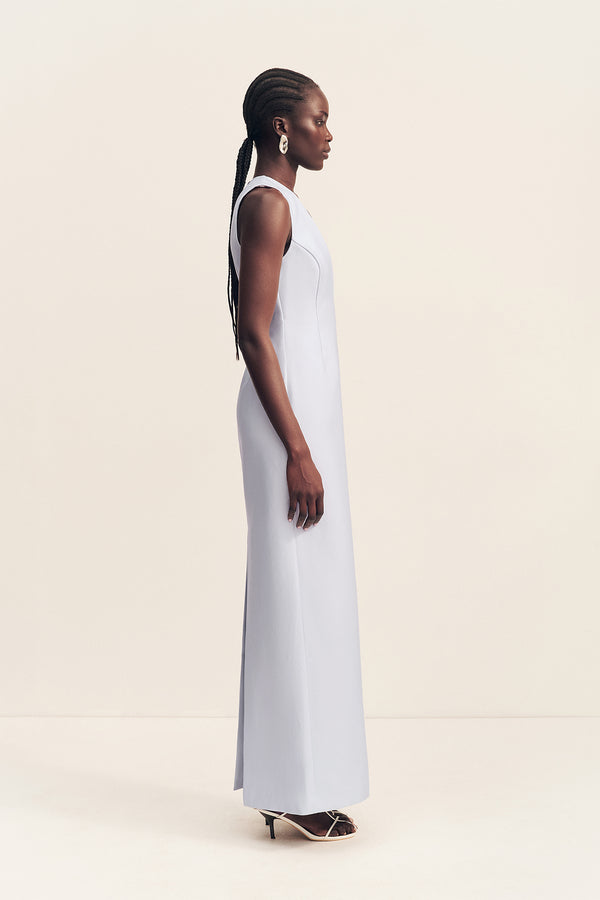OTIS PLUNGED FITTED MAXI DRESS - SKY