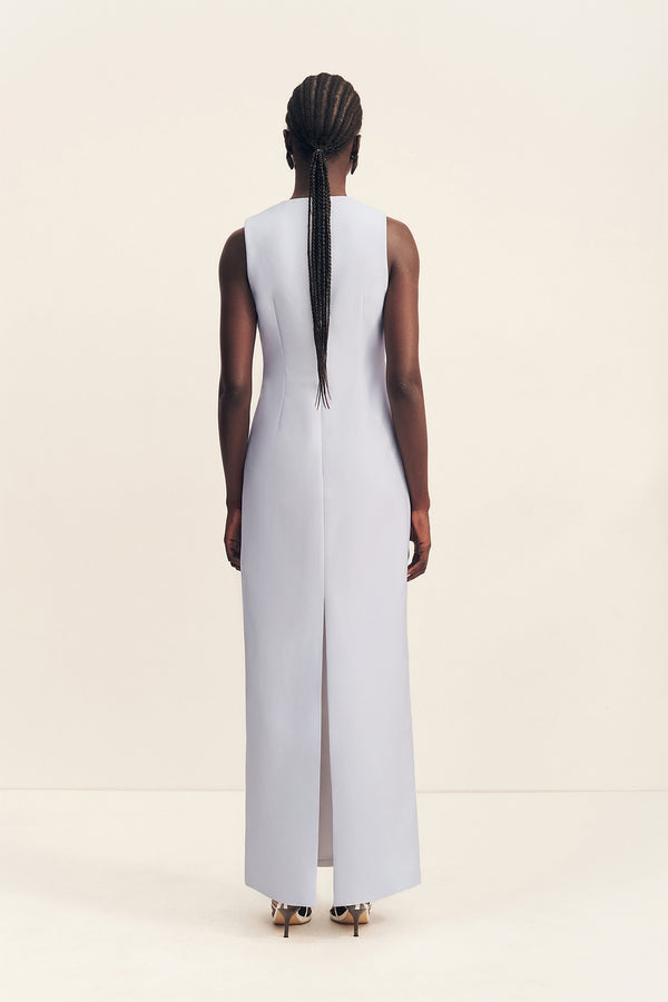 OTIS PLUNGED FITTED MAXI DRESS - SKY