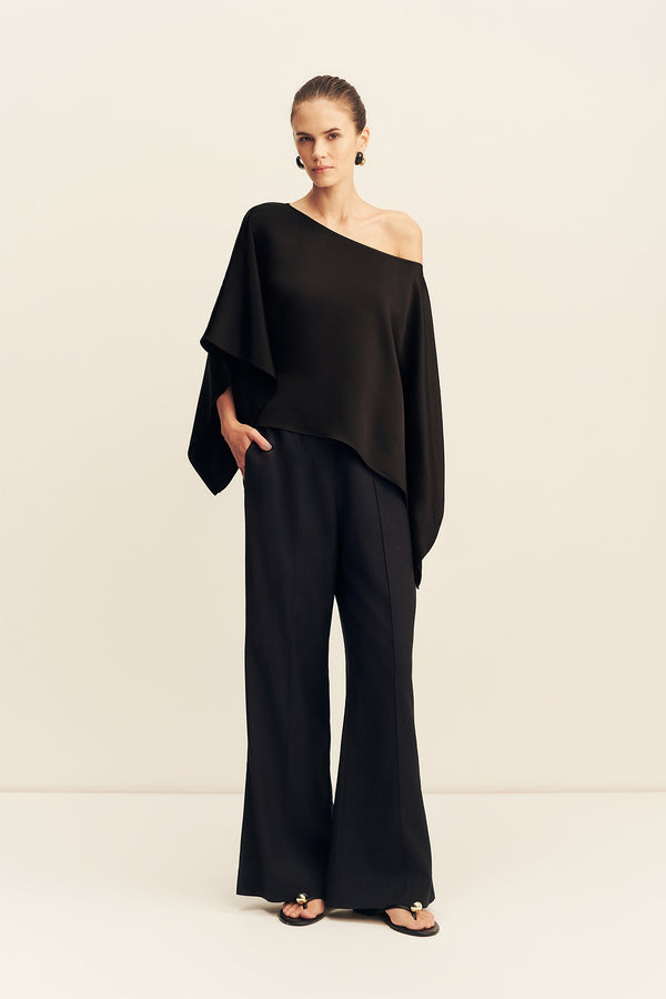SAVANNA DRAPED CAPE TOP - BLACK_F