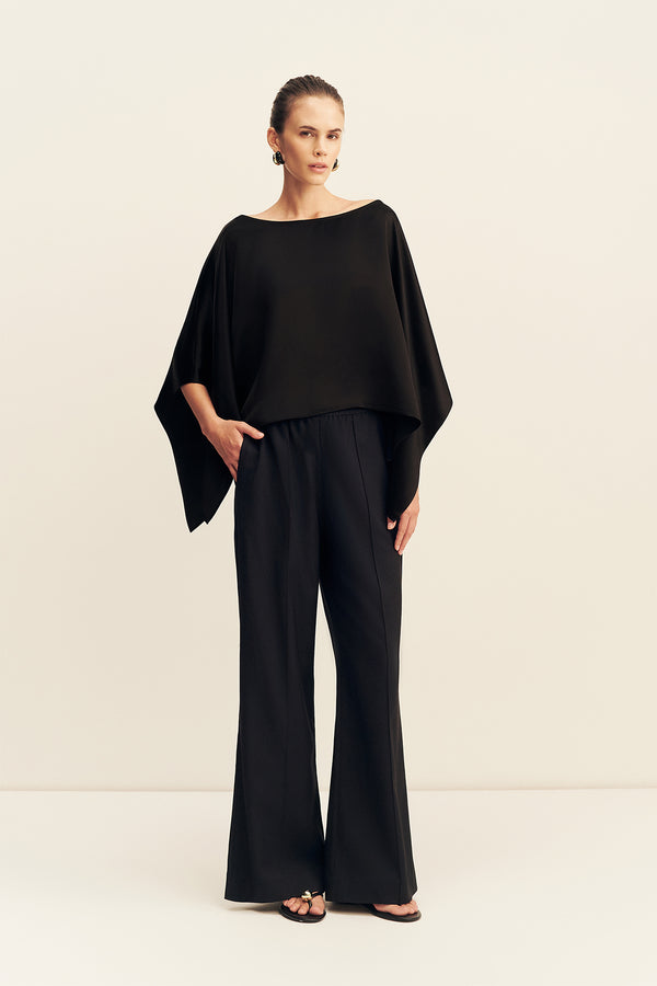SAVANNA DRAPED CAPE TOP - BLACK