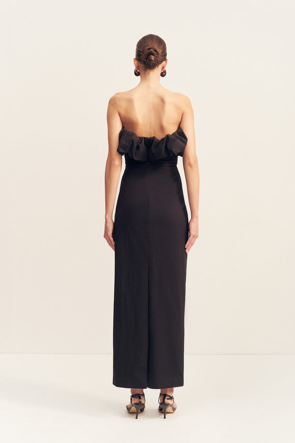 CAMPBELL STRAPLESS BUBBLE MAXI DRESS - BLACK
