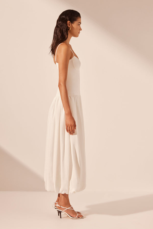 VENTO BUSTIER BUBBLE MIDI DRESS - IVORY_S