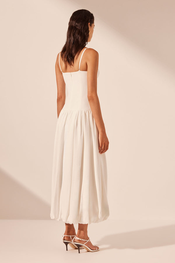 VENTO BUSTIER BUBBLE MIDI DRESS - IVORY_B