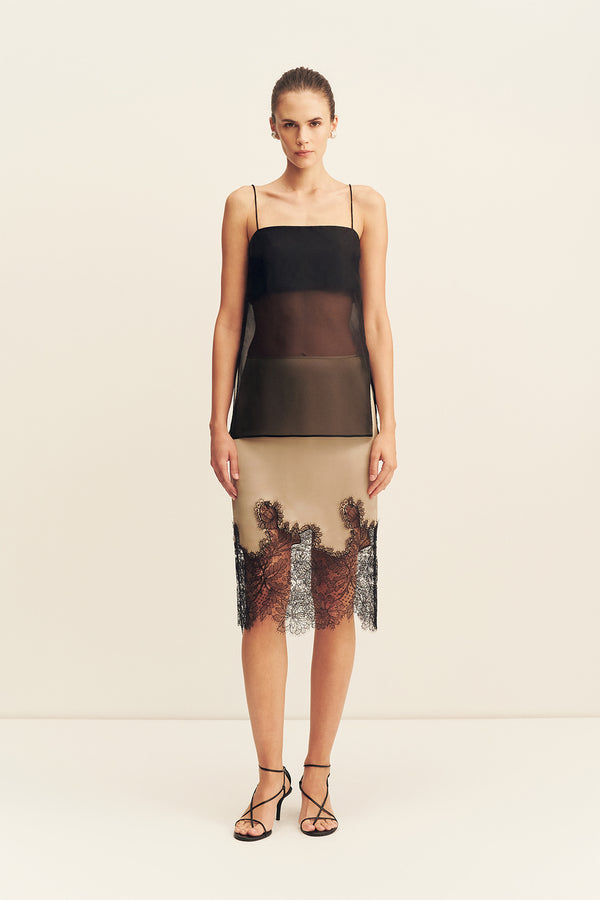 TIBBY SILK ORGANZA CAMI - BLACK_F