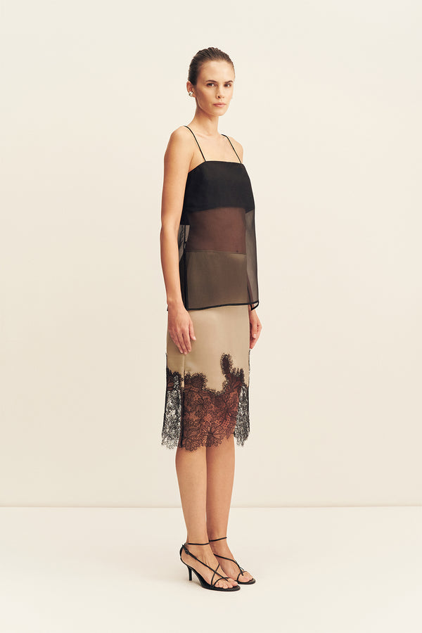 TIBBY SILK ORGANZA CAMI - BLACK