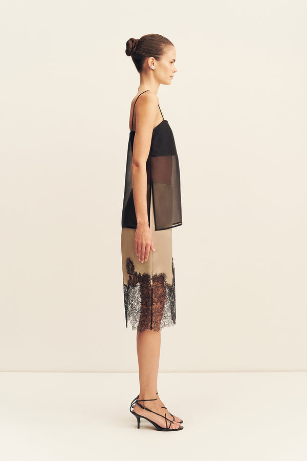 TIBBY SILK ORGANZA CAMI - BLACK
