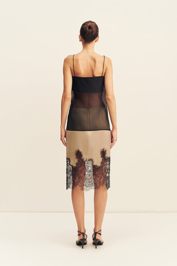 TIBBY SILK ORGANZA CAMI - BLACK