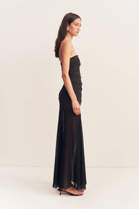BLAINEY STRAPLESS DRAPED MAXI DRESS - BLACK