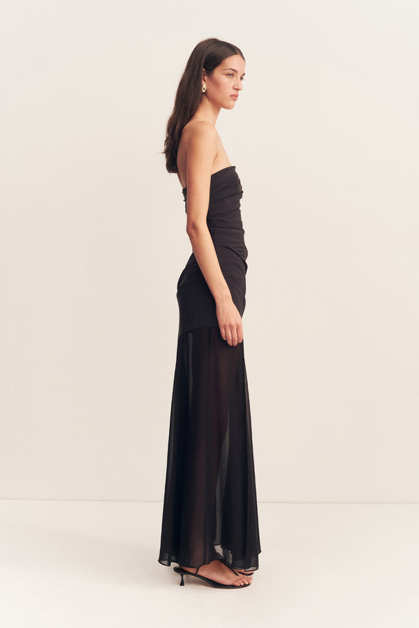 knee length dresses for ladies Blainey Strapless Draped Maxi Dress | Black | Dresses