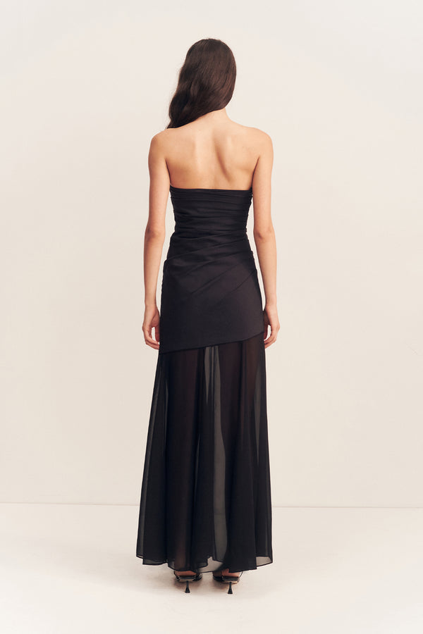 BLAINEY STRAPLESS DRAPED MAXI DRESS - BLACK_B