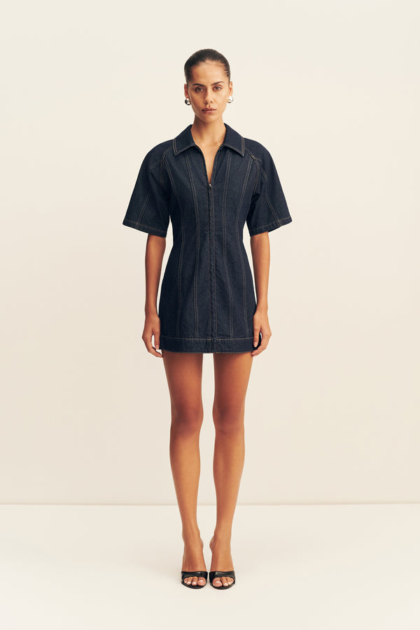 RITA SHORT SLEEVE STRUCTURED MINI DRESS_F