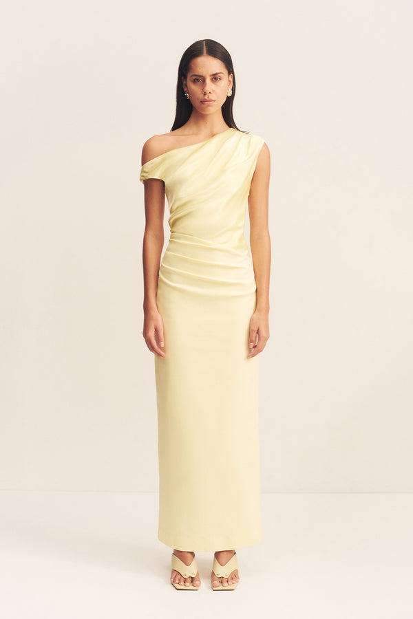 DILLON CONTRAST DRAPED MAXI DRESS - YELLOW SORBET_F