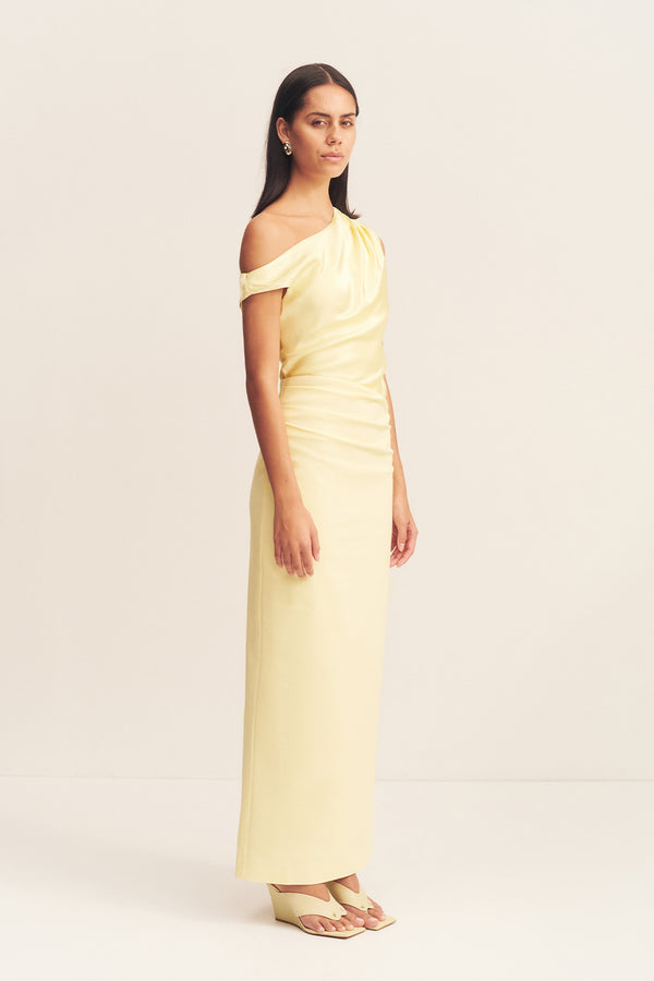 DILLON CONTRAST DRAPED MAXI DRESS - YELLOW SORBET_A