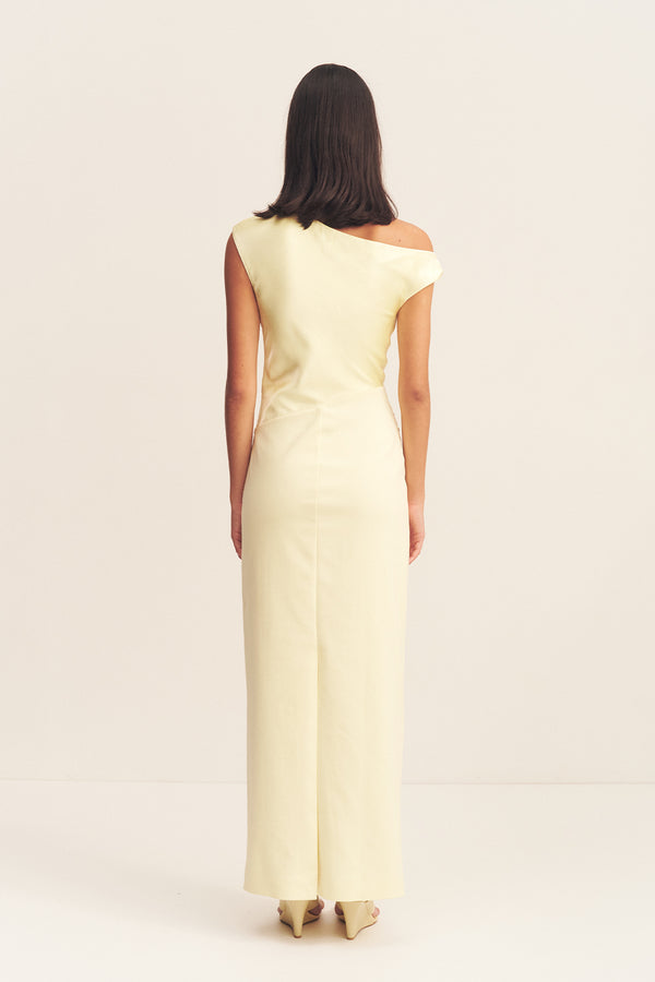 DILLON CONTRAST DRAPED MAXI DRESS - YELLOW SORBET