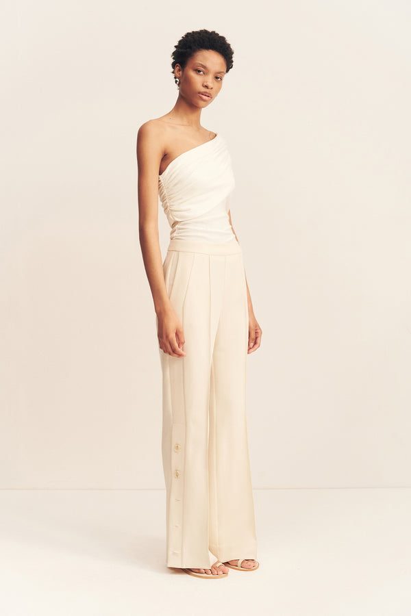 IRENA SIDE SPLIT BUTTON PANT - RICE_A