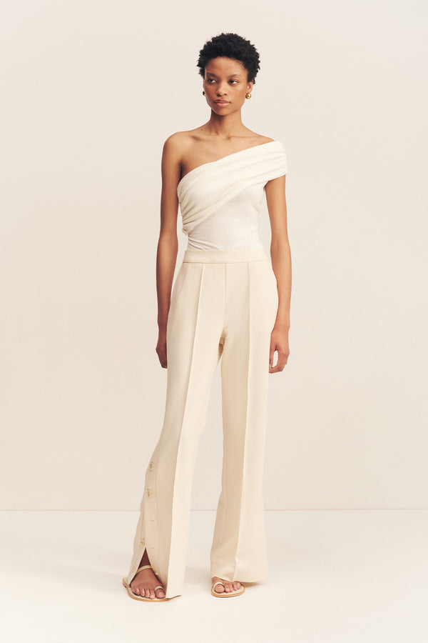 IRENA SIDE SPLIT BUTTON PANT - RICE_F