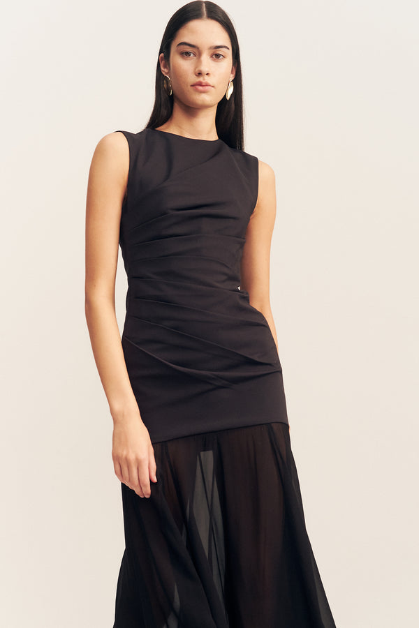 BLAINEY OPEN BACK DRAPED MAXI DRESS - BLACK_D