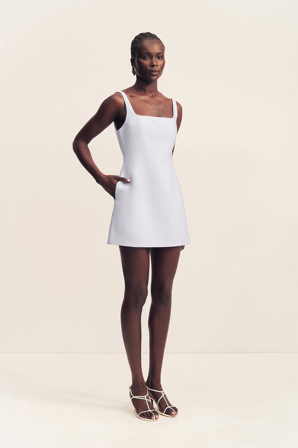 OTIS SQUARE NECK MINI DRESS - SKY