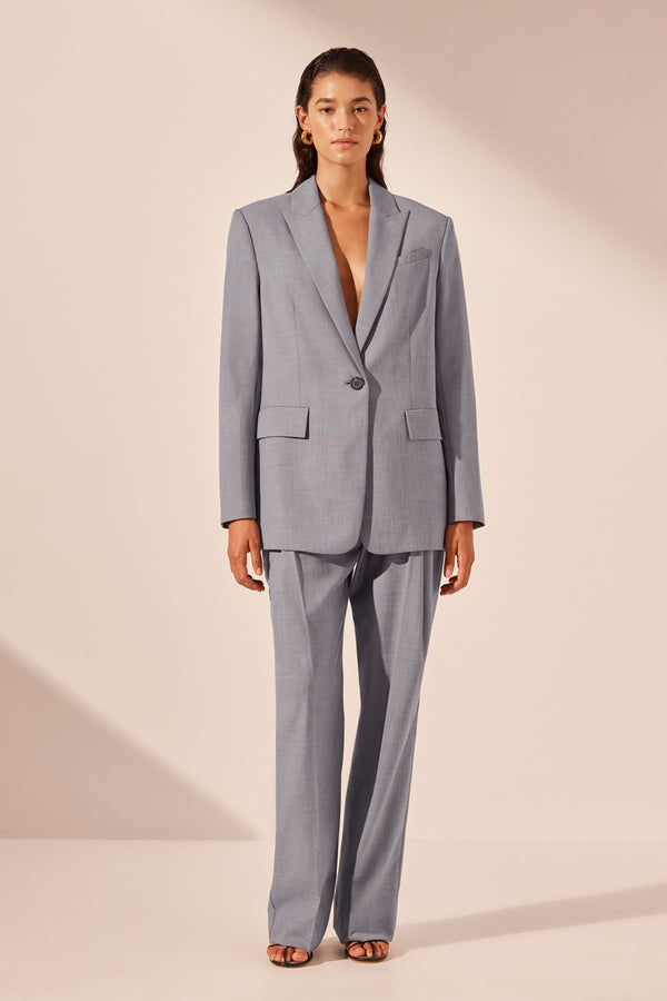 ASHER PLEAT FRONT PANT WITH TIE - STEEL GREY_F1